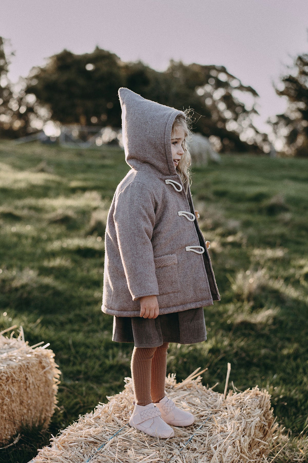 Woolen Coat - Light Floral Camel