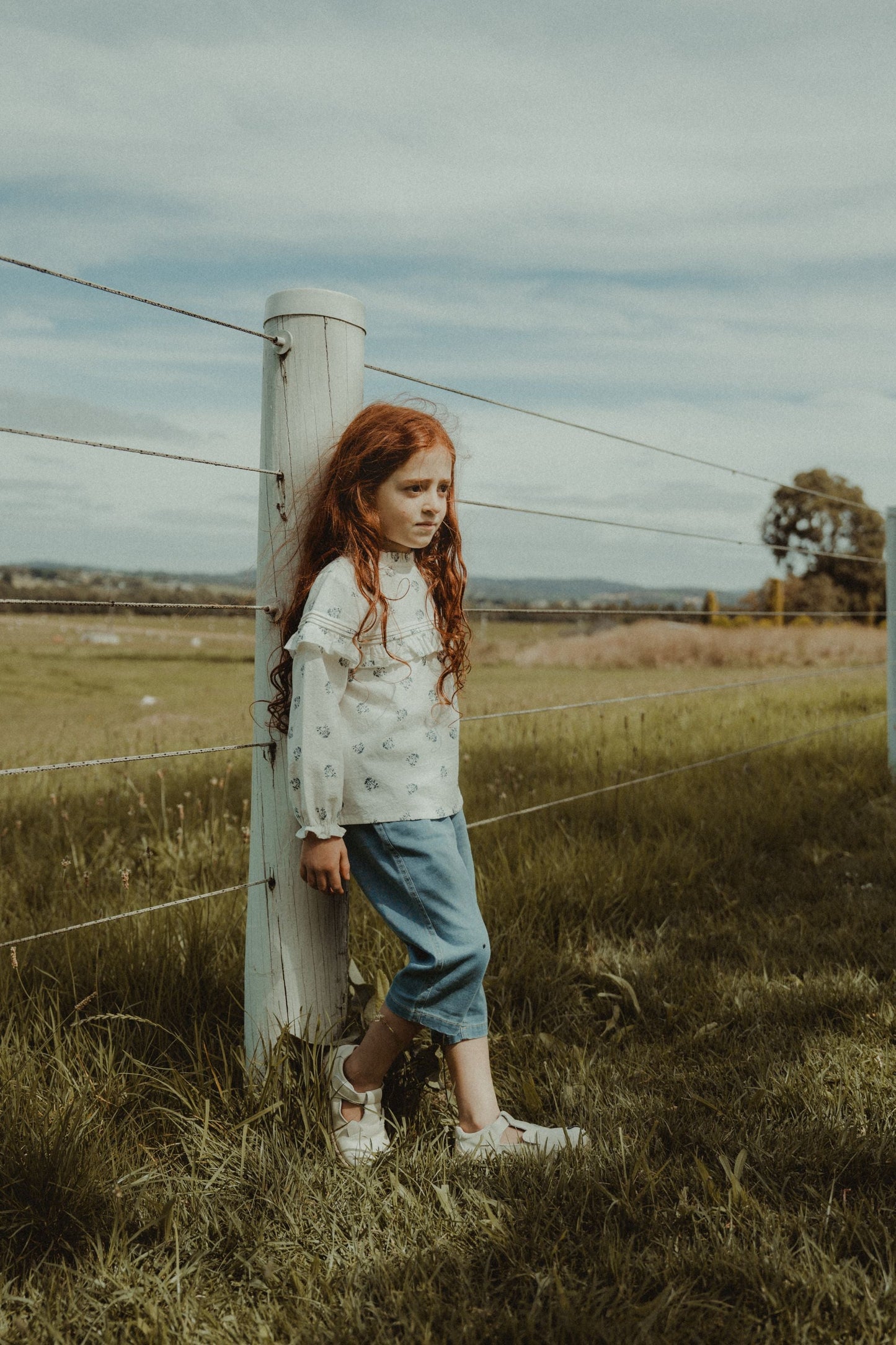 Long Sleeve Printed Blouse - Off-White