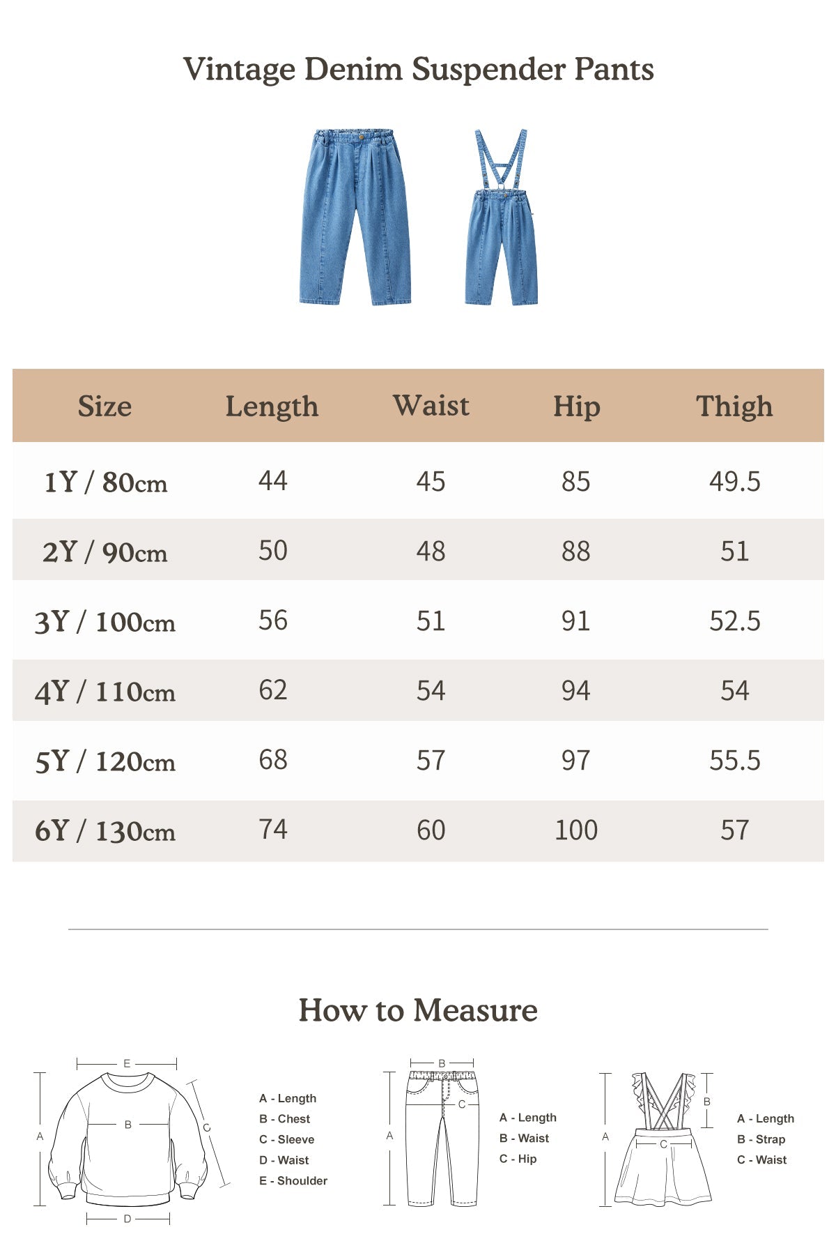 Vintage Denim Suspender Pants - Blue