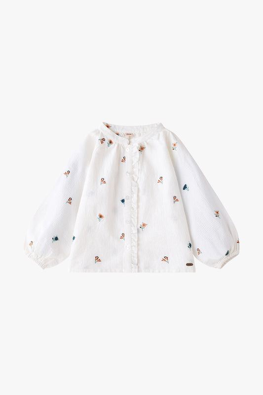 Cotton Embroidered Blouse - Cream