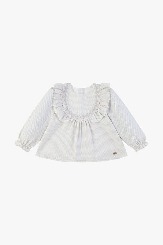 Ruffled Collar Blouse - Light Apricot