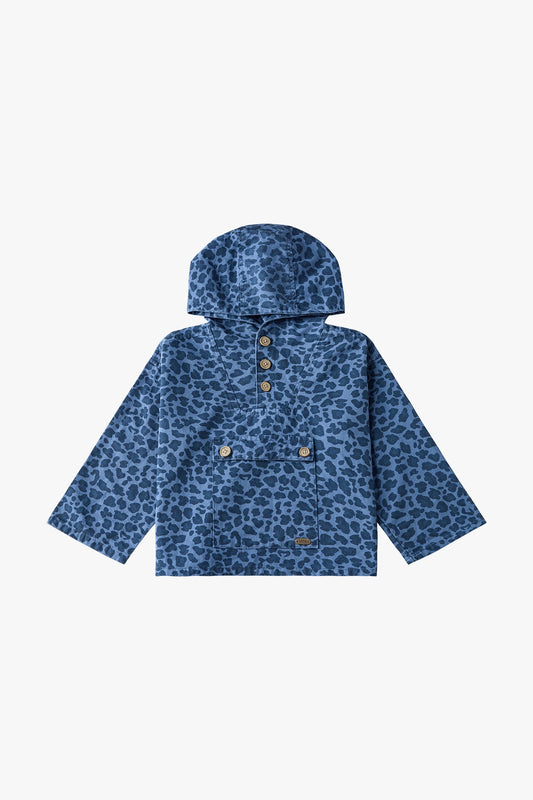 Leopard Print Hoodie Jacket - Navy Blue