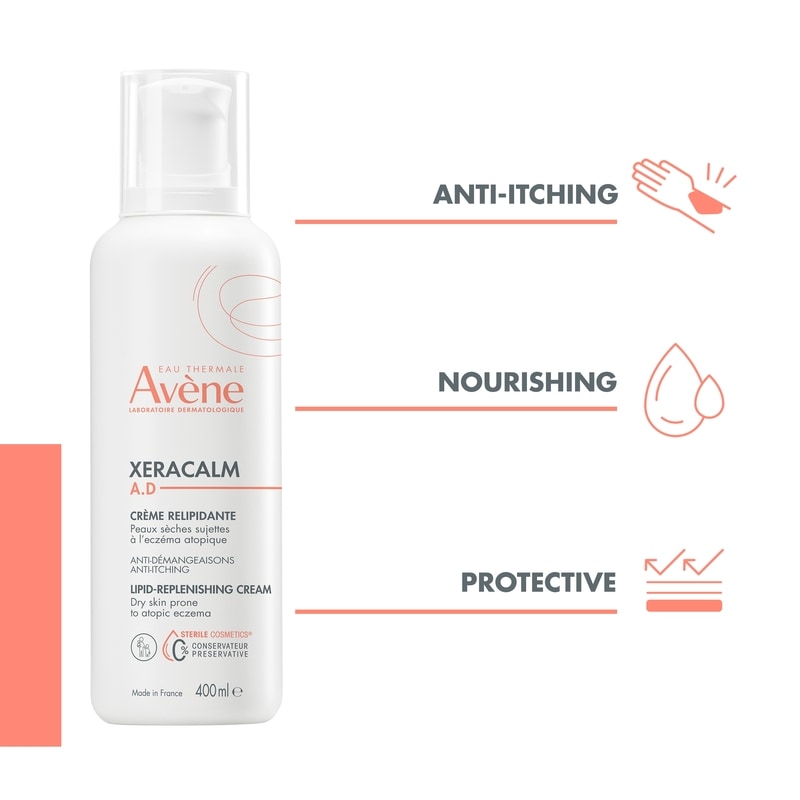 XeraCalm A.D Lipid-Replenishing Cream Nourishes 48 hrs, No Preservative, Fragrance-Free, paraben and alcohol-free - for Atopic, dry skin - 400 mL 3