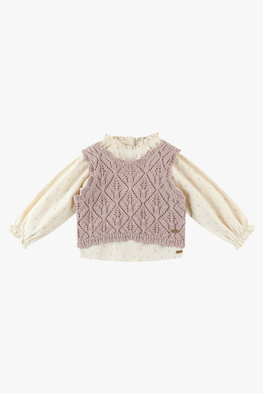 Blouse & Vest Set - Dusty Pink