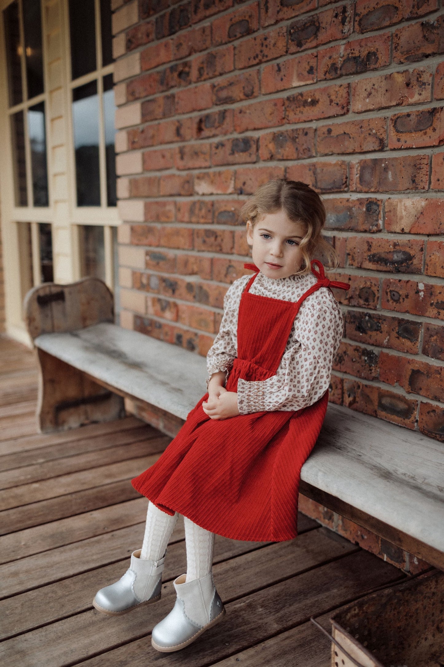 Bow Suspender Skirt - Cherry