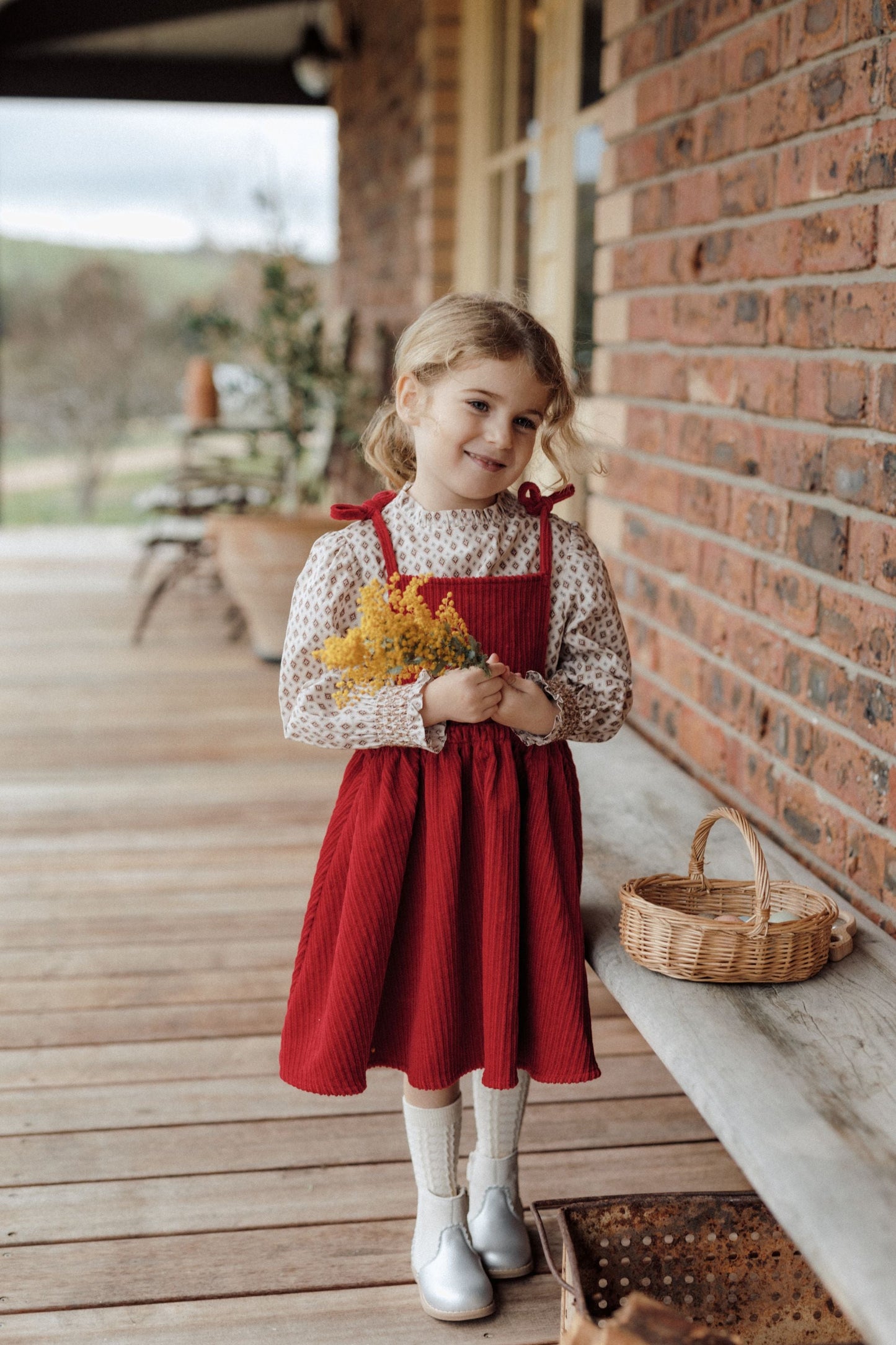 Bow Suspender Skirt - Cherry
