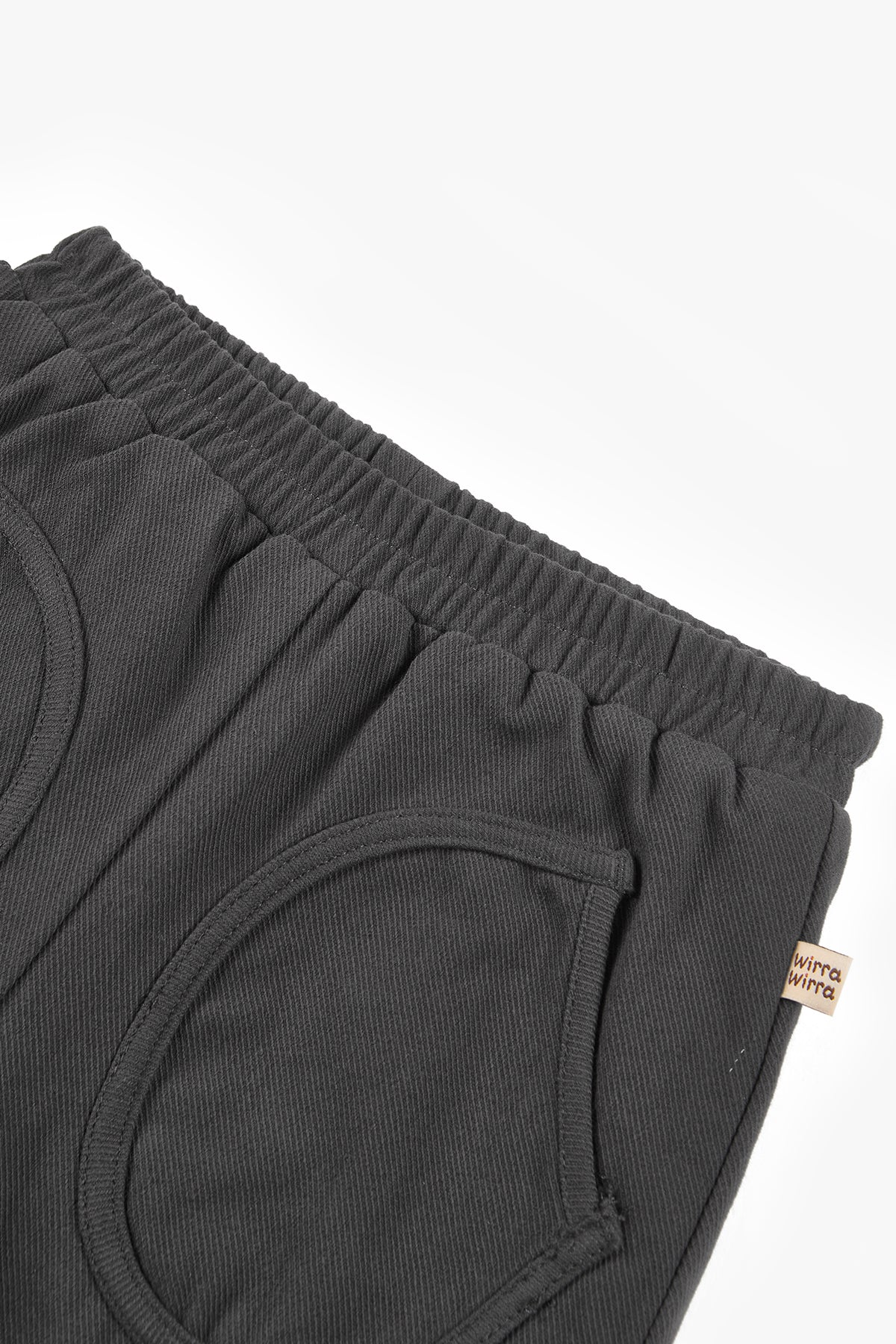 Charcoal Cuffed  Fleece Pants With Flap Pockets - Charcoal gray