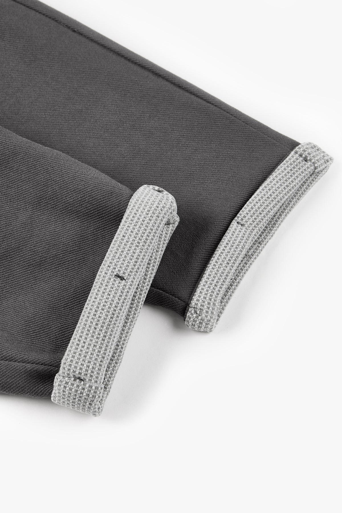 Charcoal Cuffed  Fleece Pants With Flap Pockets - Charcoal gray