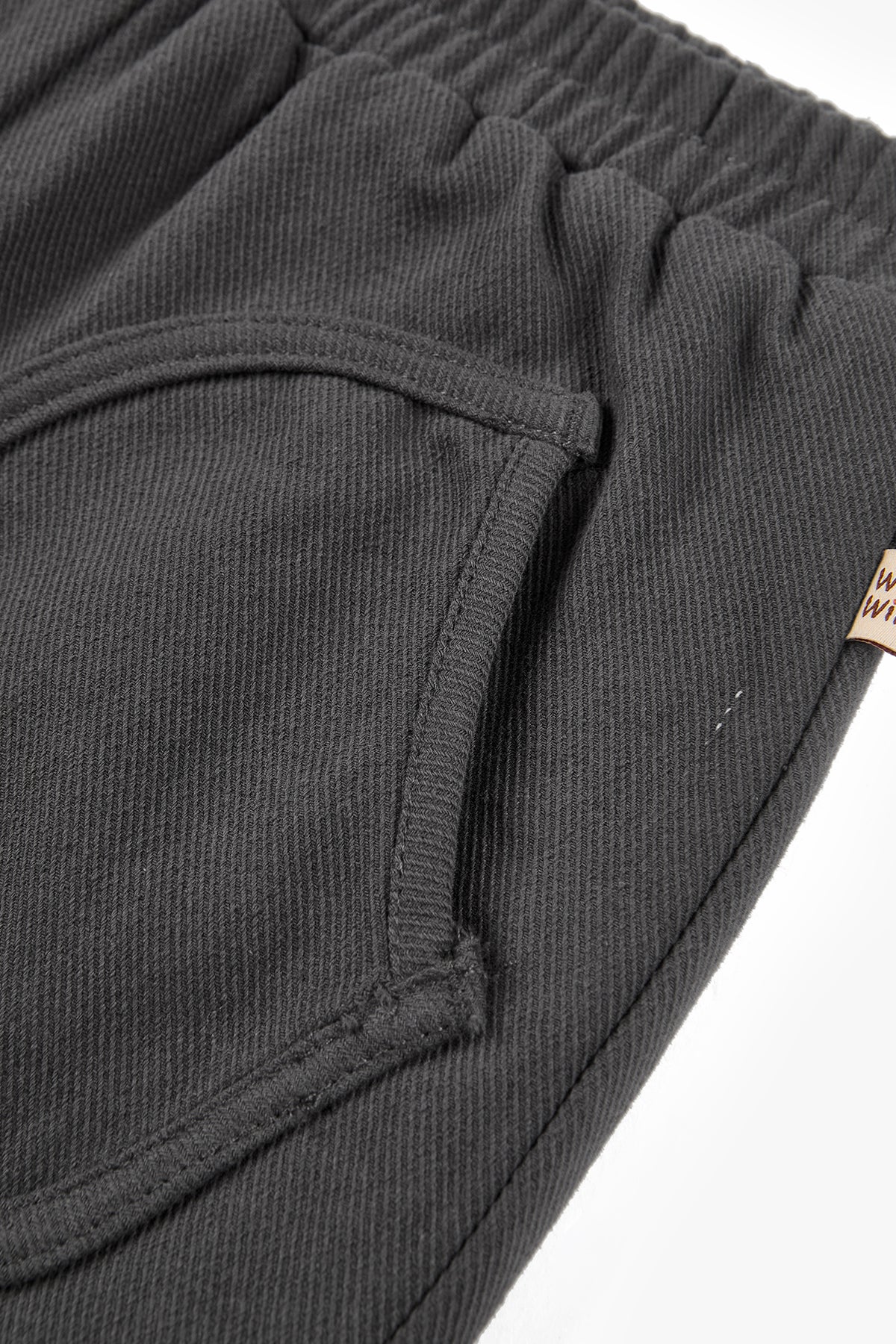 Charcoal Cuffed  Fleece Pants With Flap Pockets - Charcoal gray