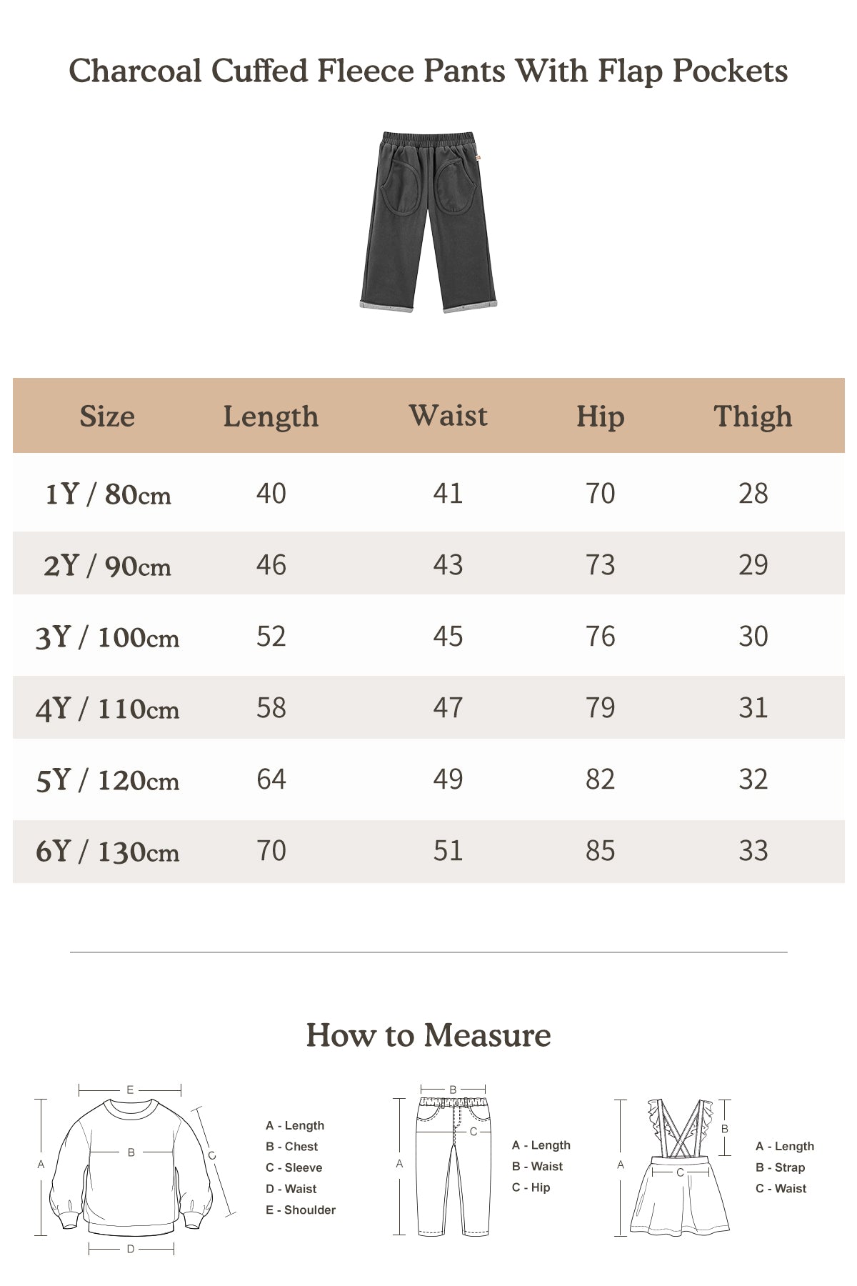 Charcoal Cuffed  Fleece Pants With Flap Pockets - Charcoal gray