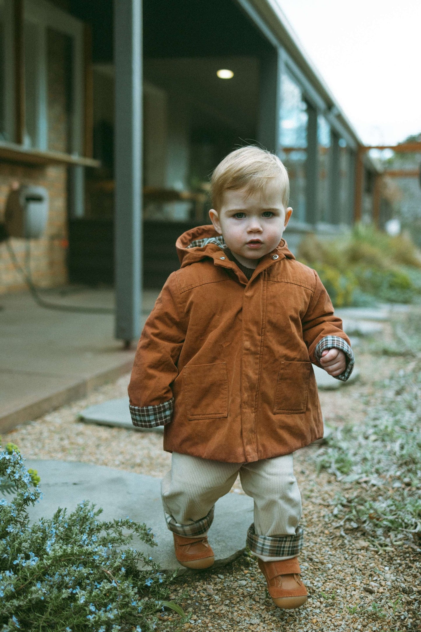 Chestnut Plaid Cotton Padded Jacket - Warm chestnut