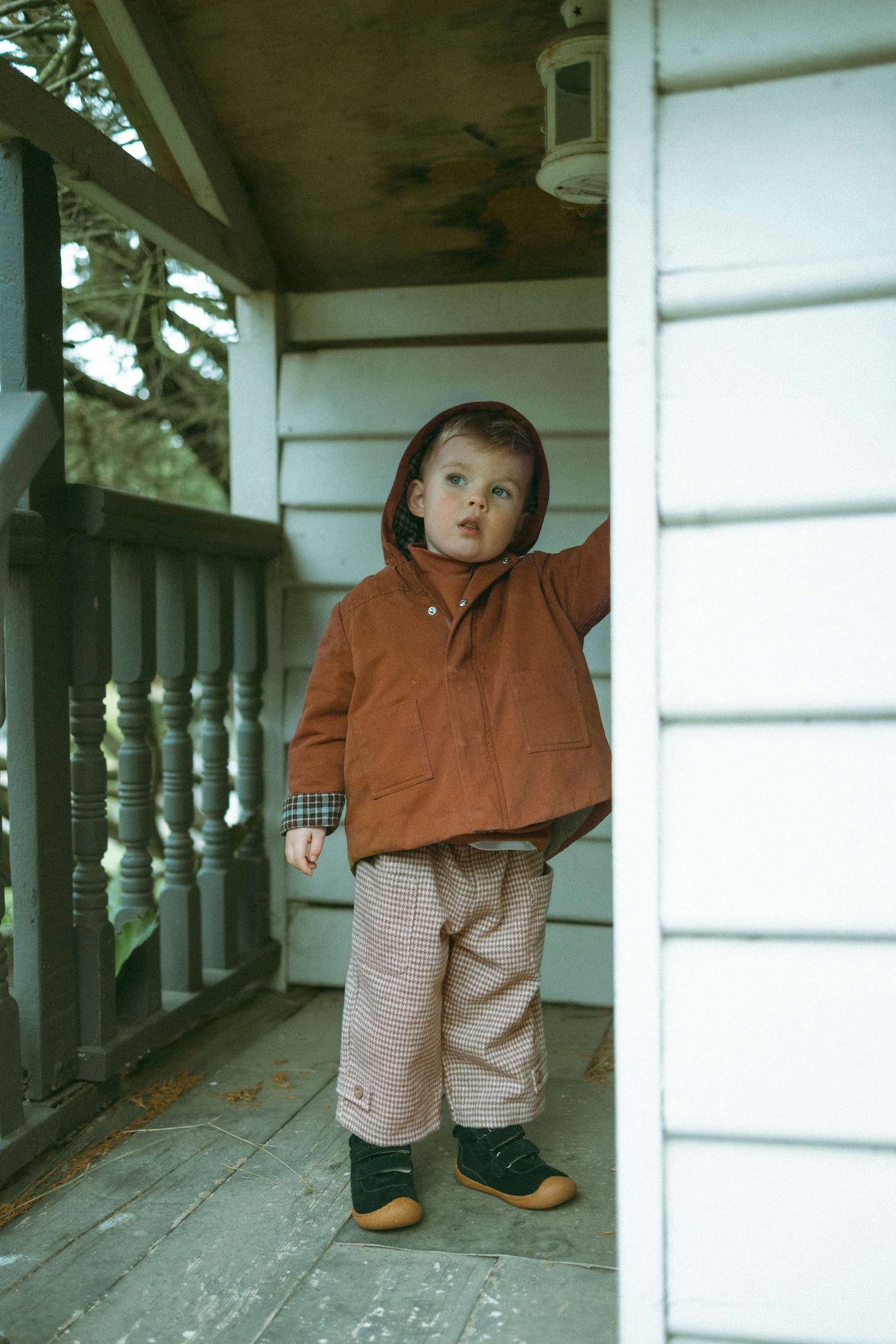 Chestnut Plaid Cotton Padded Jacket - Warm chestnut