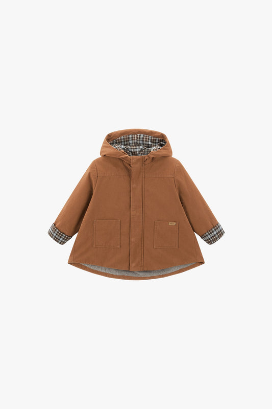 Chestnut Plaid Cotton Padded Jacket - Warm chestnut