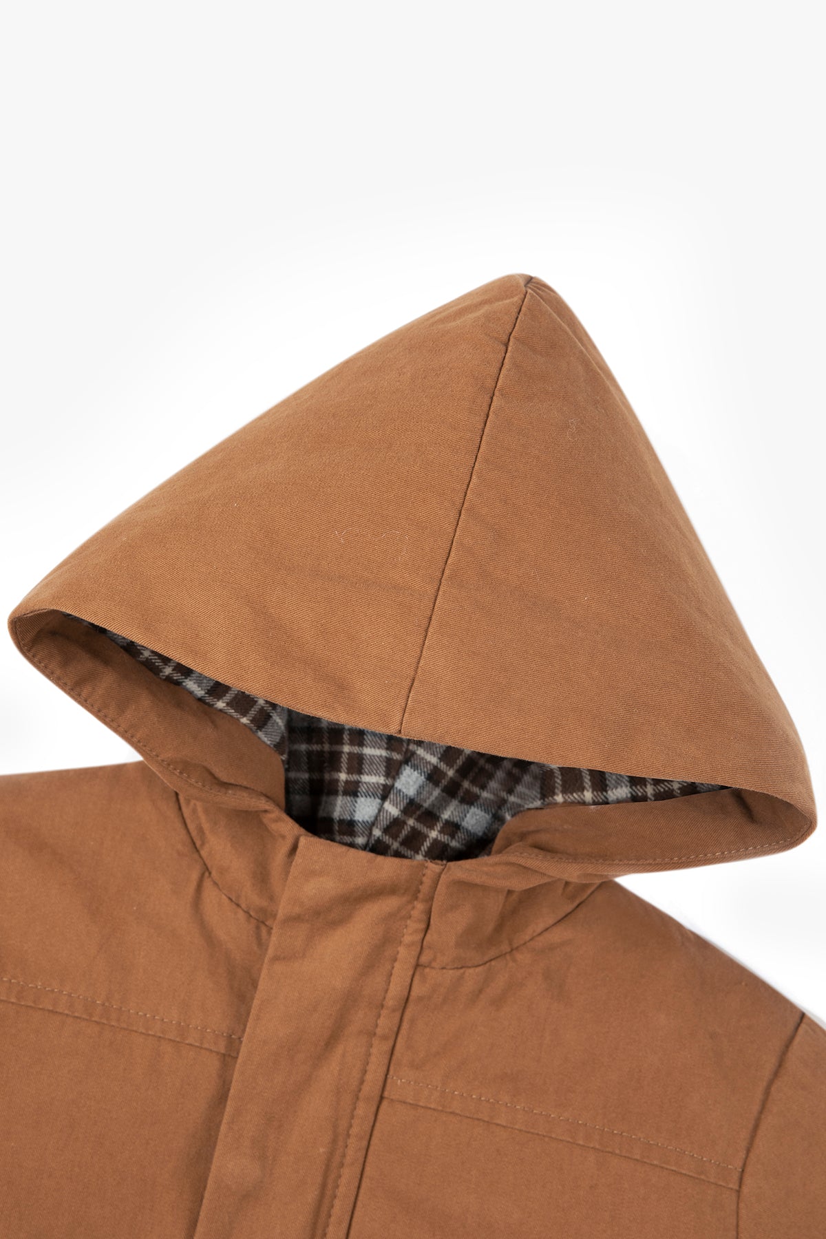Chestnut Plaid Cotton Padded Jacket - Warm chestnut