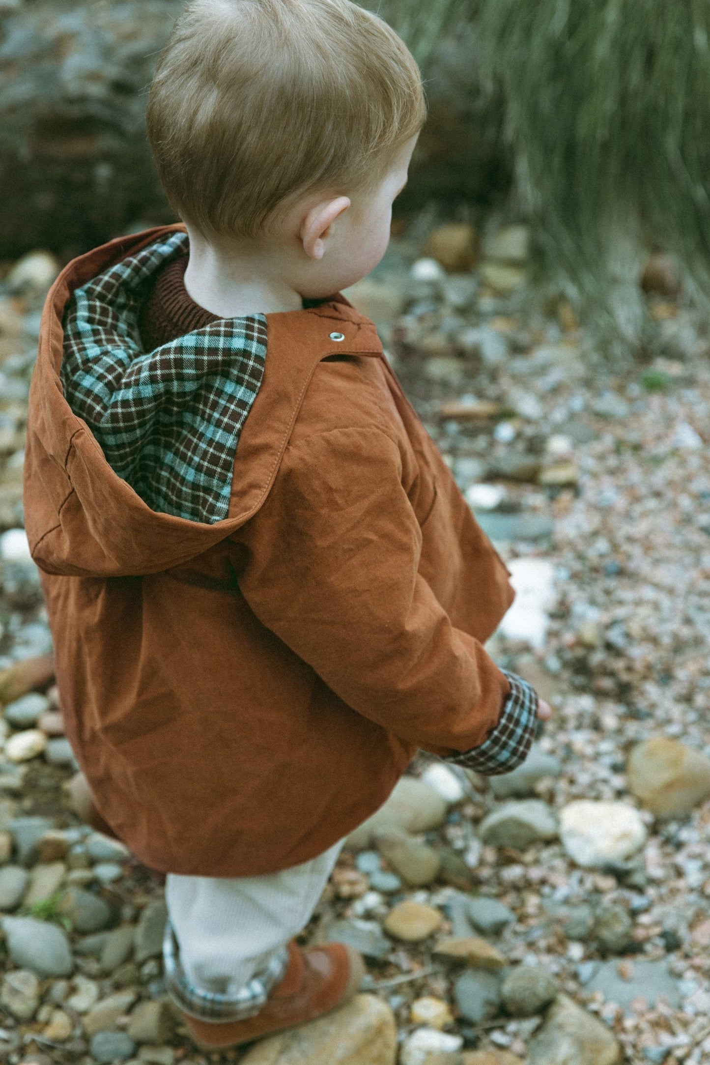 Chestnut Plaid Cotton Padded Jacket - Warm chestnut