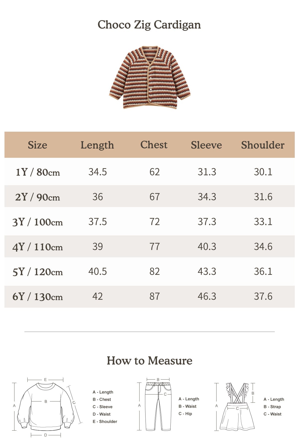 Choco Zig Cardigan - Toffle Cream Wave