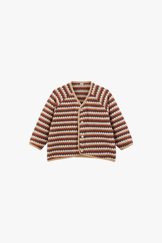 Choco Zig Cardigan - Toffle Cream Wave