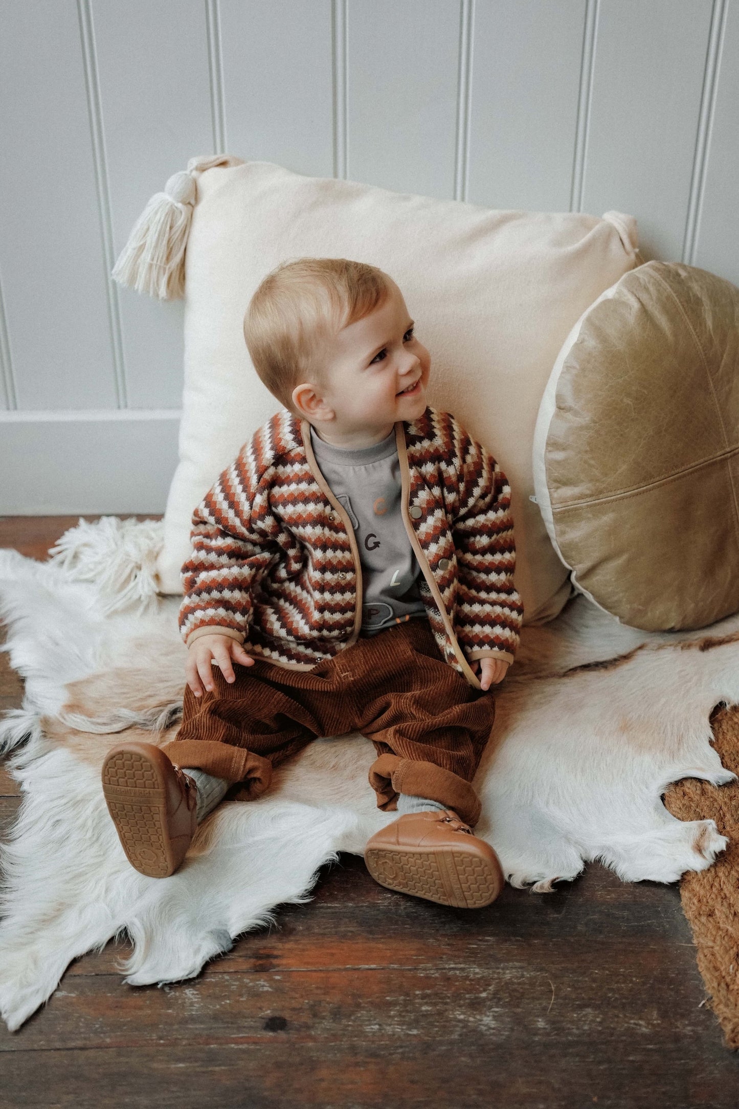 Choco Zig Cardigan - Toffle Cream Wave