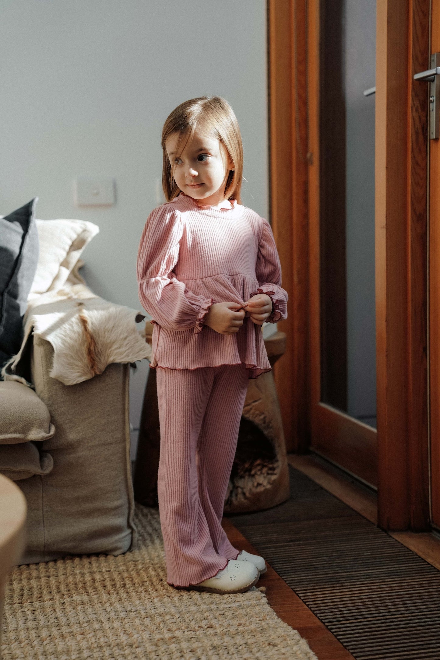 Cloudy Ribbed Leggings - Milky Grape