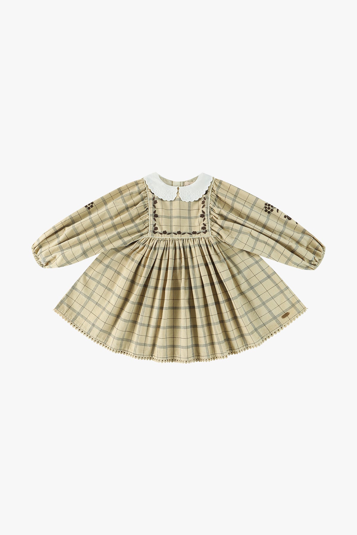 Corduroy Plaid Dress - Khaki