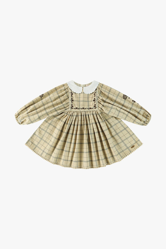Corduroy Plaid Dress - Khaki