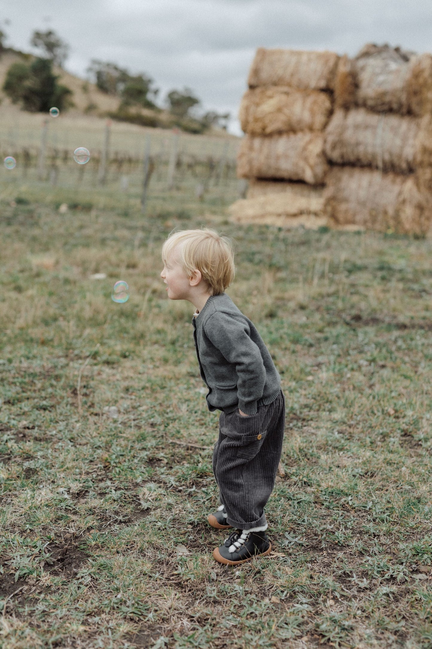 Corduroy Pocket Pants - Gray