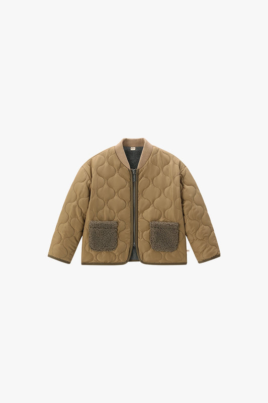 Diamond Pattern Cotton Jacket - khaki