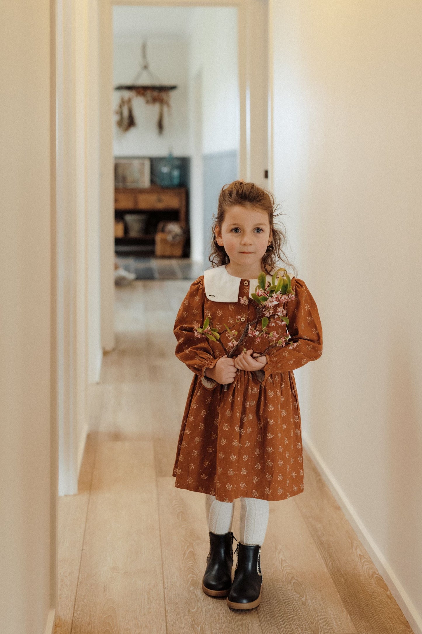 Floral Printed Dress - Caramel
