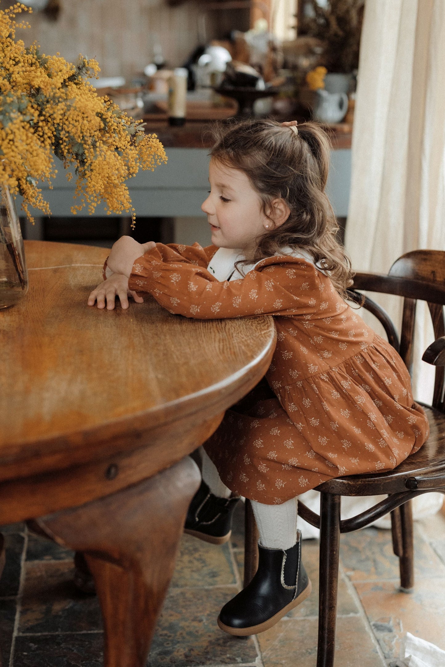 Floral Printed Dress - Caramel