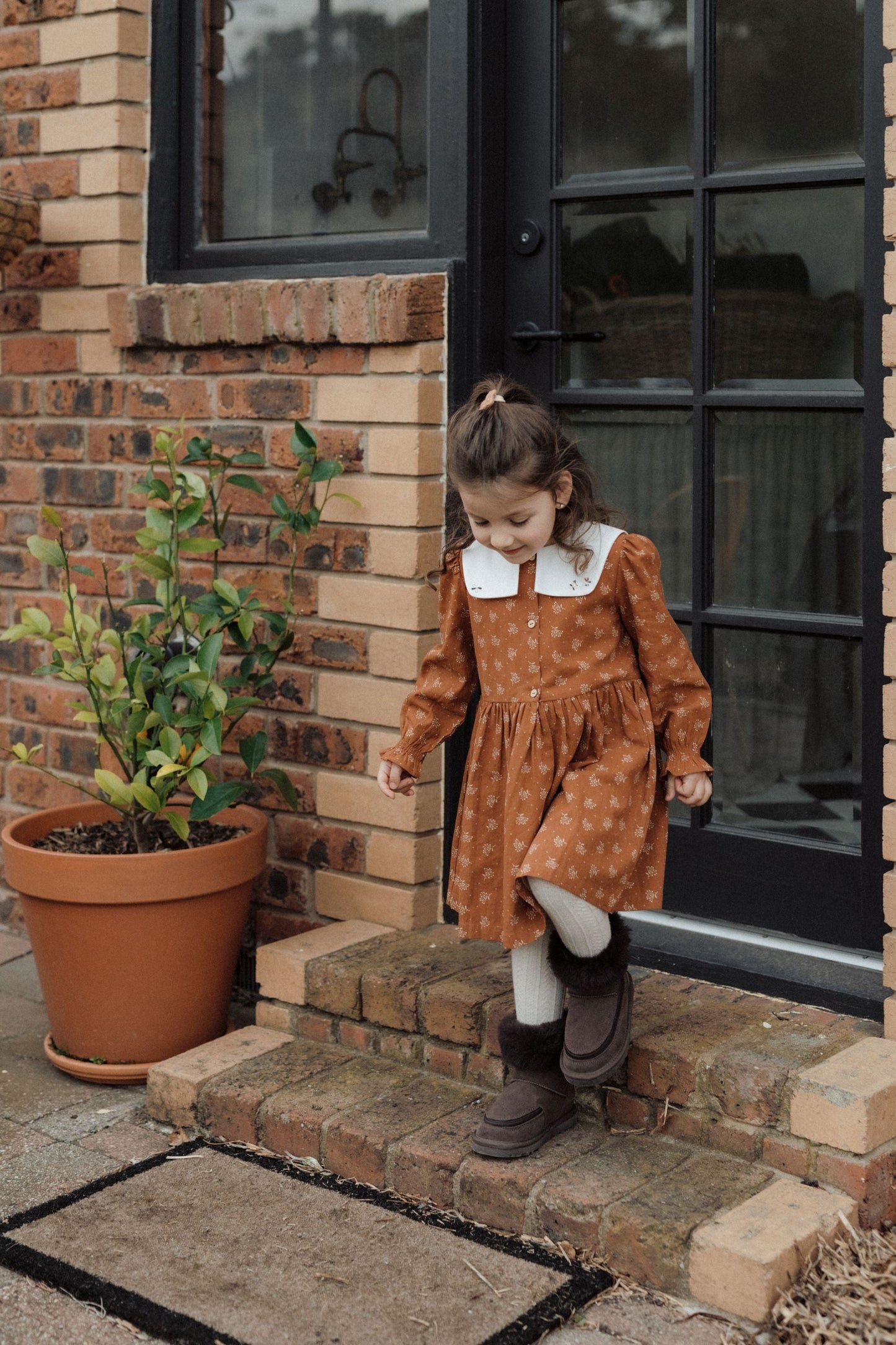 Floral Printed Dress - Caramel