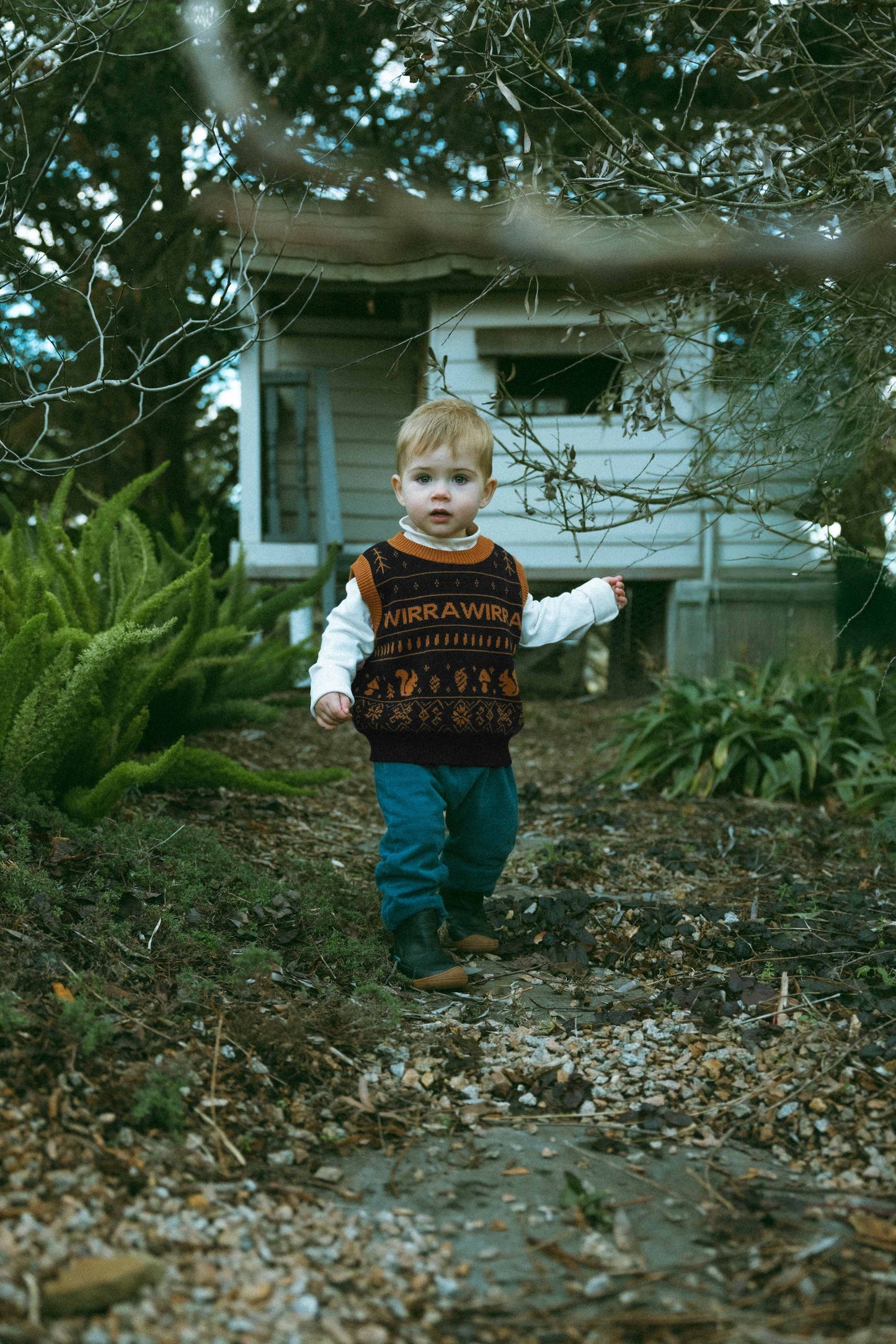 Forest Code Knitted Vest - Dark Night Blue