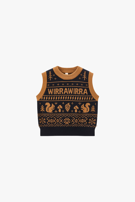 Forest Code Knitted Vest - Dark Night Blue