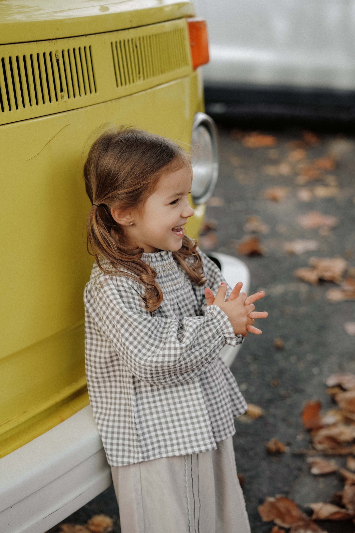 Forest Woven Smock Blouse - Olive Grey Check