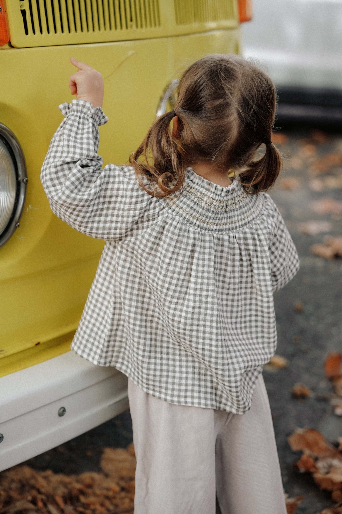 Forest Woven Smock Blouse - Olive Grey Check