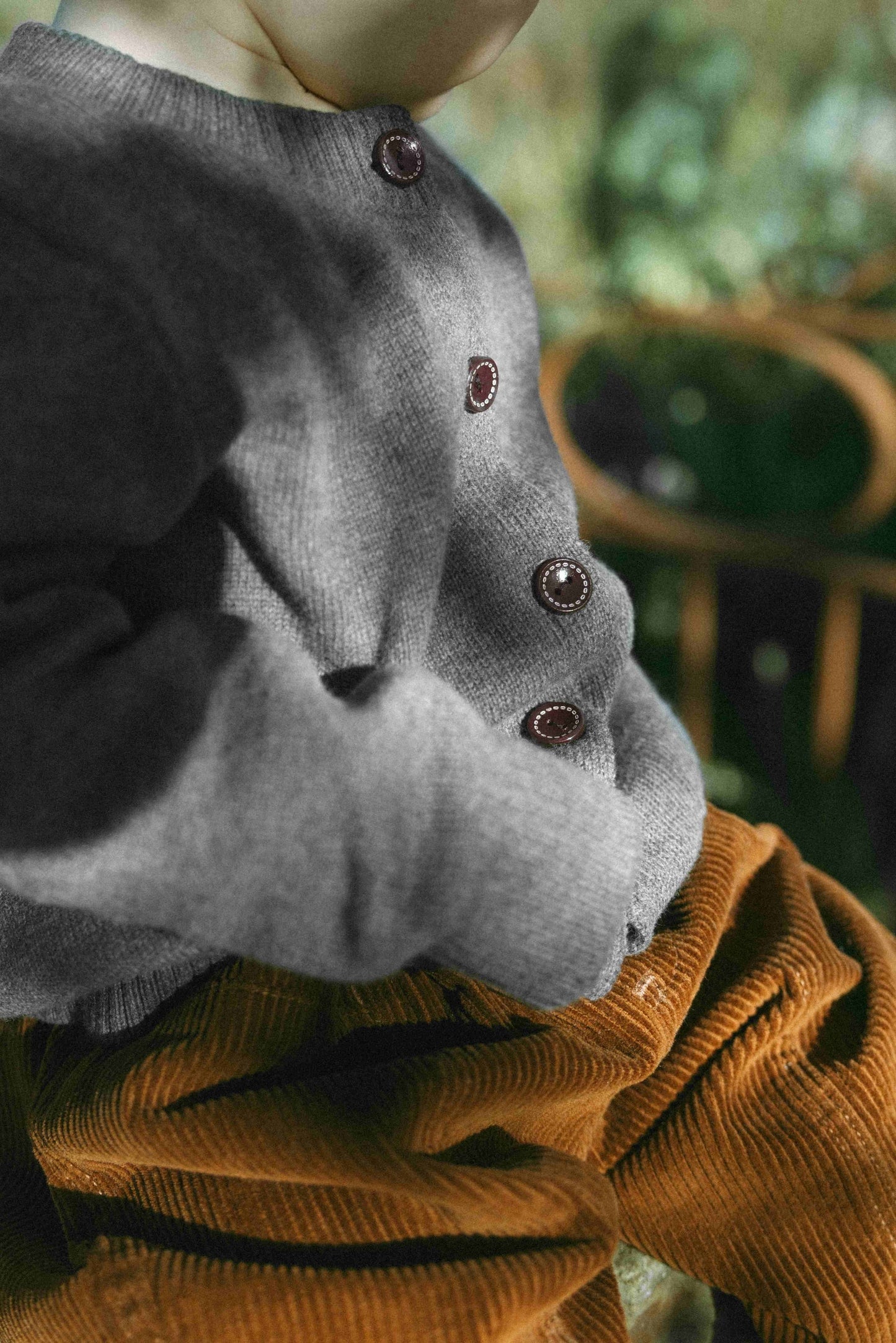 Grey Shadow Wool Cardigan - Cloud and mist dust