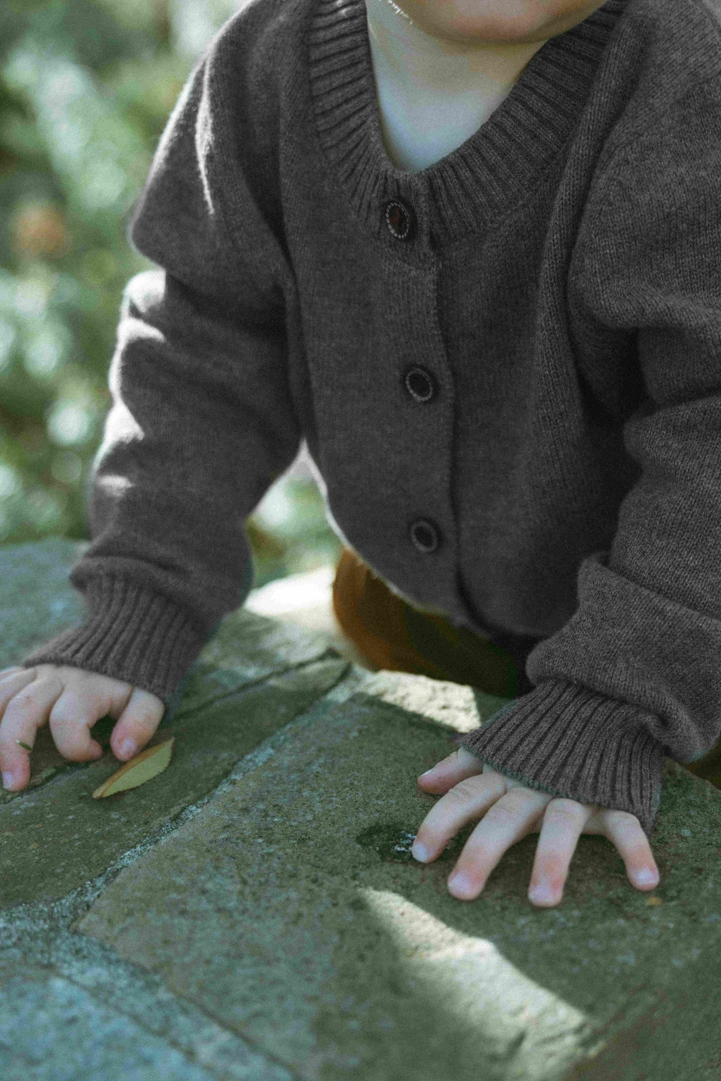 Grey Shadow Wool Cardigan - Cloud and mist dust