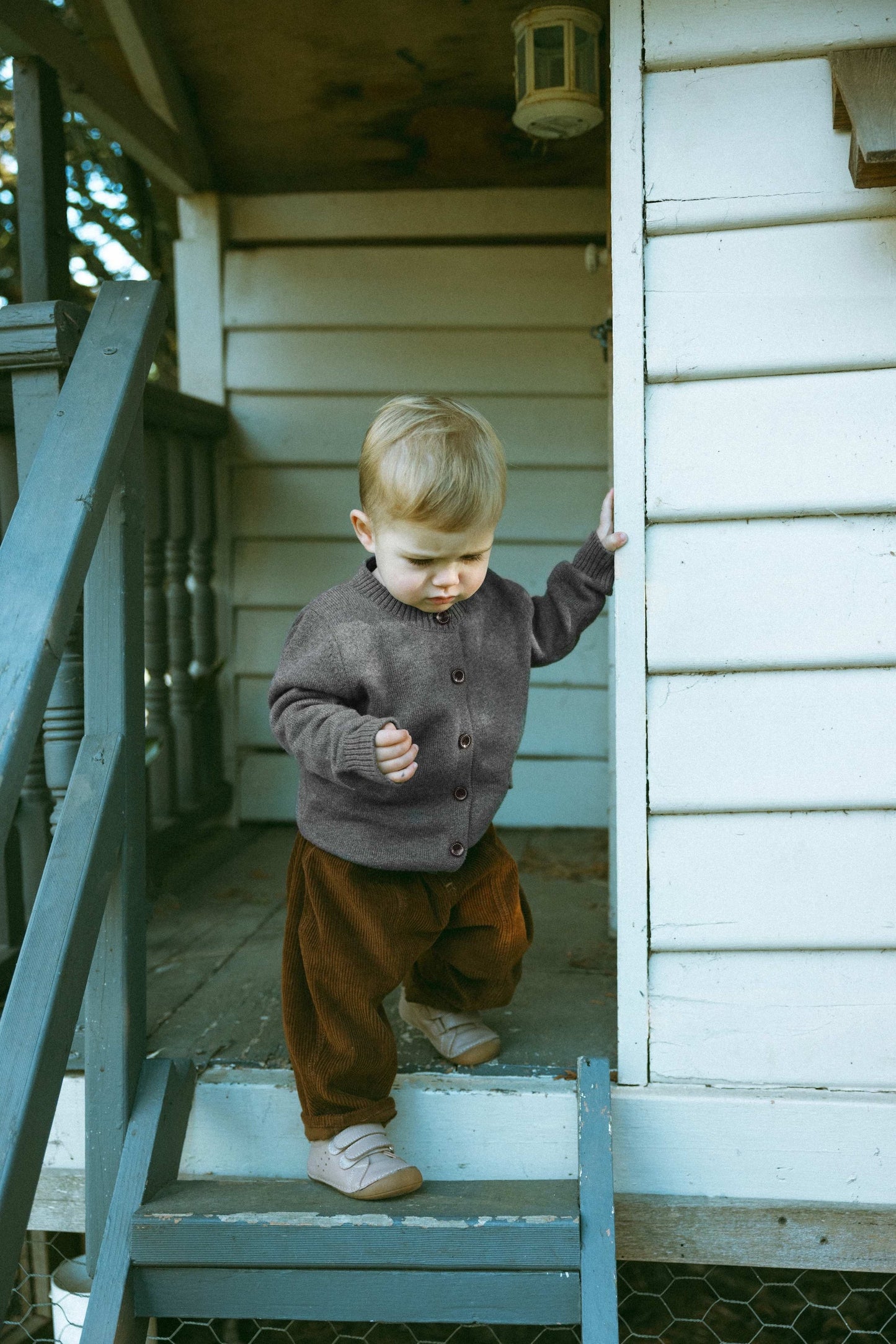 Grey Shadow Wool Cardigan - Cloud and mist dust