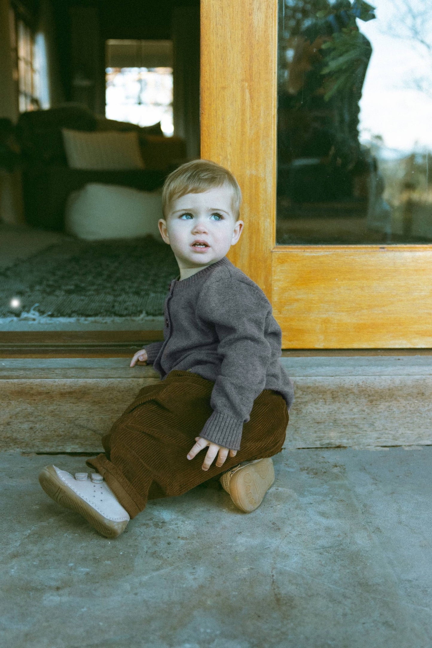 Grey Shadow Wool Cardigan - Cloud and mist dust