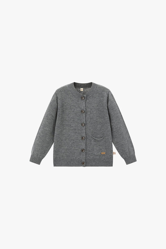 Grey Shadow Wool Cardigan - Cloud and mist dust