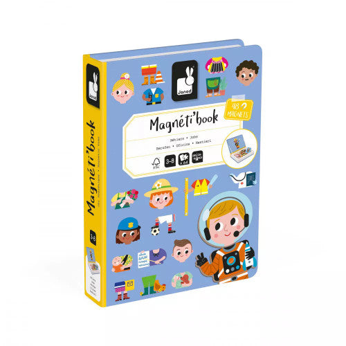 Janod Magnetibook Jobs - What inventive jobs will children come up with? With this profession-dedicated Magnéti'Book, children aged 3 years and up will be able to discover 16 real professions and also make up plenty of their own!