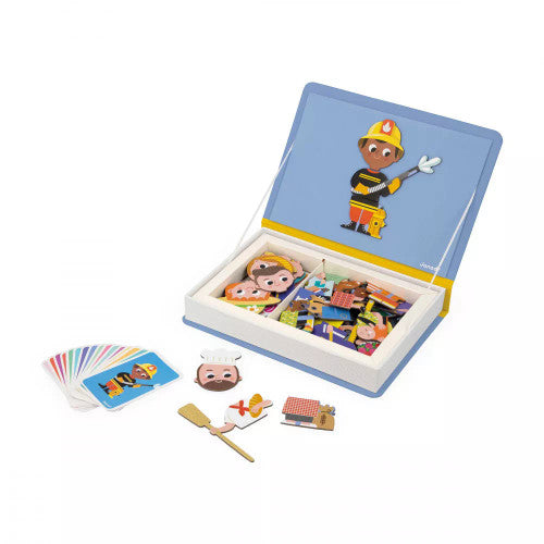 Janod Magnetibook Jobs - What inventive jobs will children come up with? With this profession-dedicated Magnéti'Book, children aged 3 years and up will be able to discover 16 real professions and also make up plenty of their own!