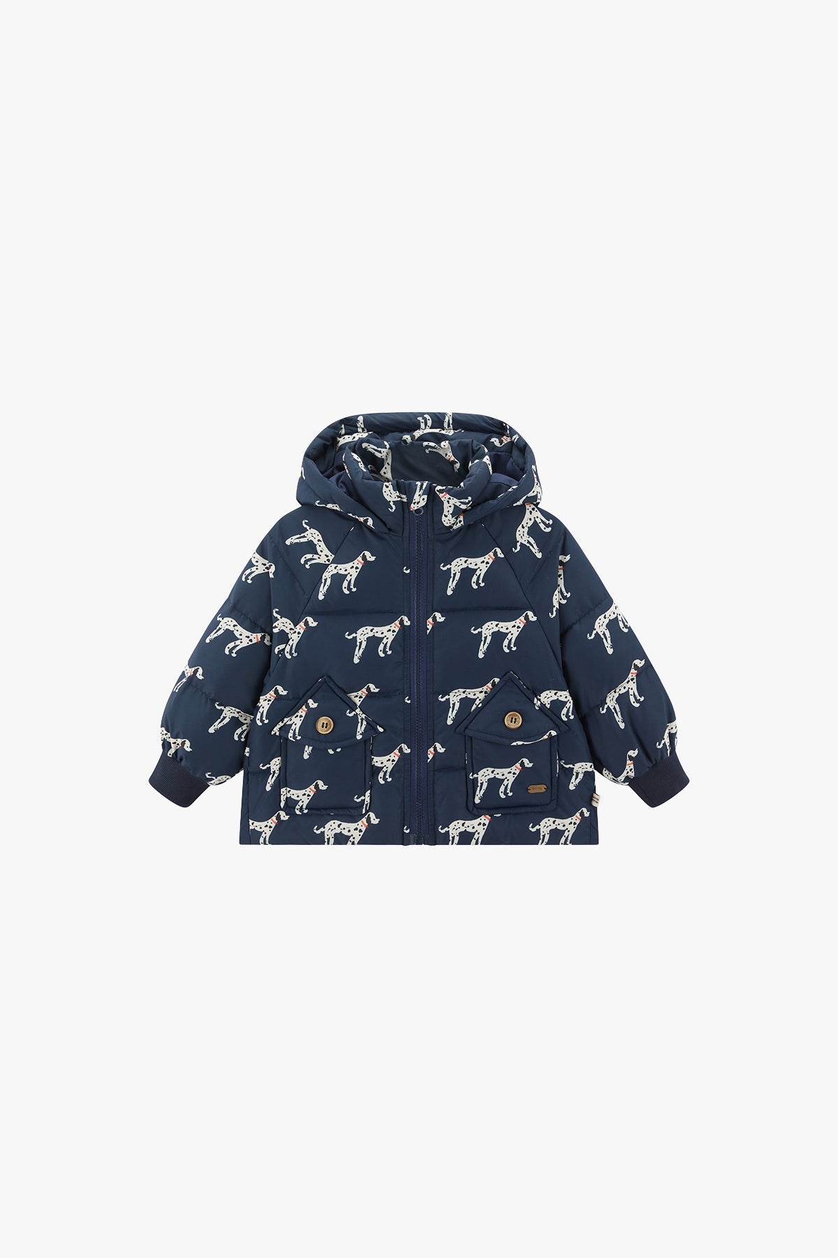 Latte Brown Down Jacket - Dark Night Blue