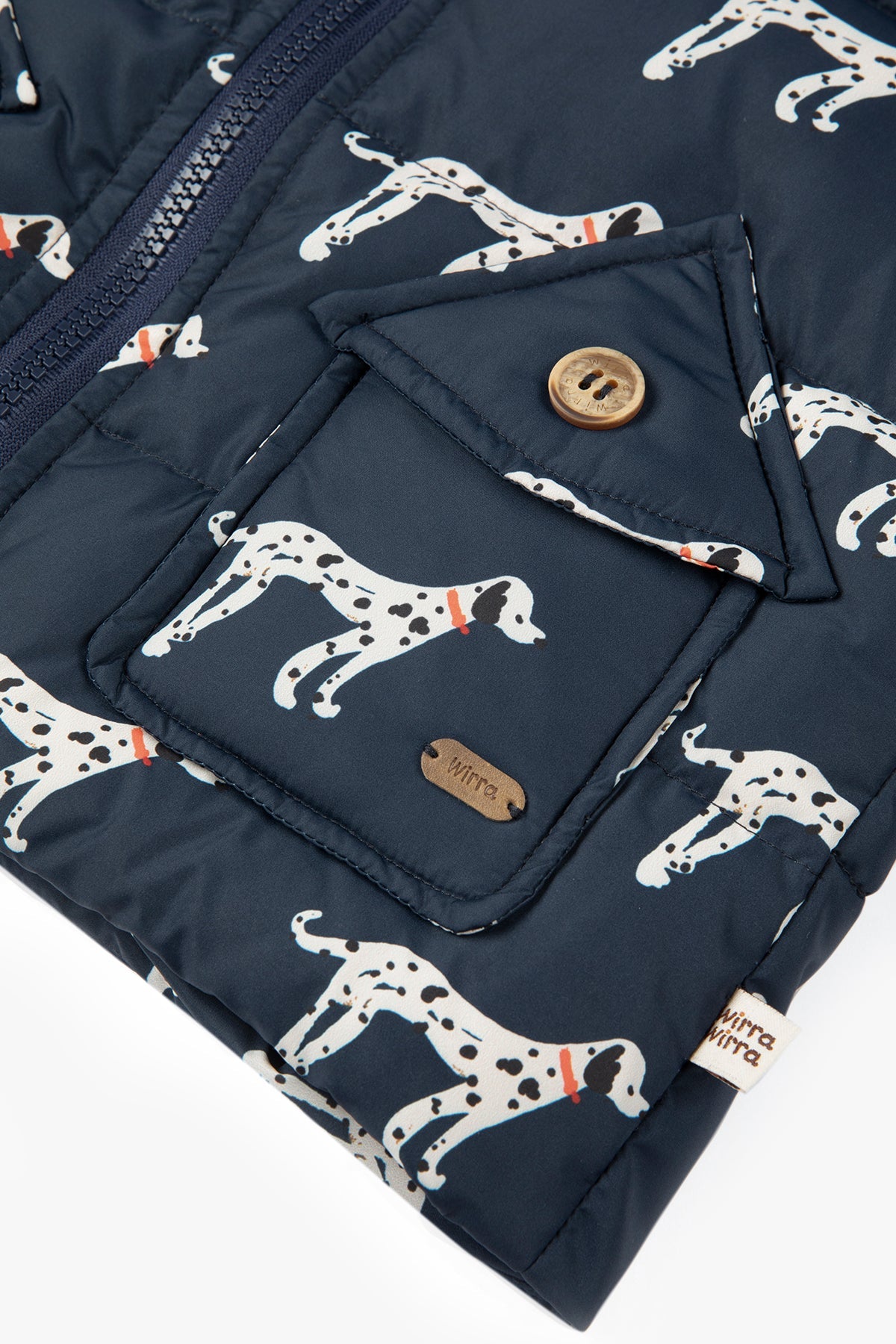 Latte Brown Down Jacket - Dark Night Blue