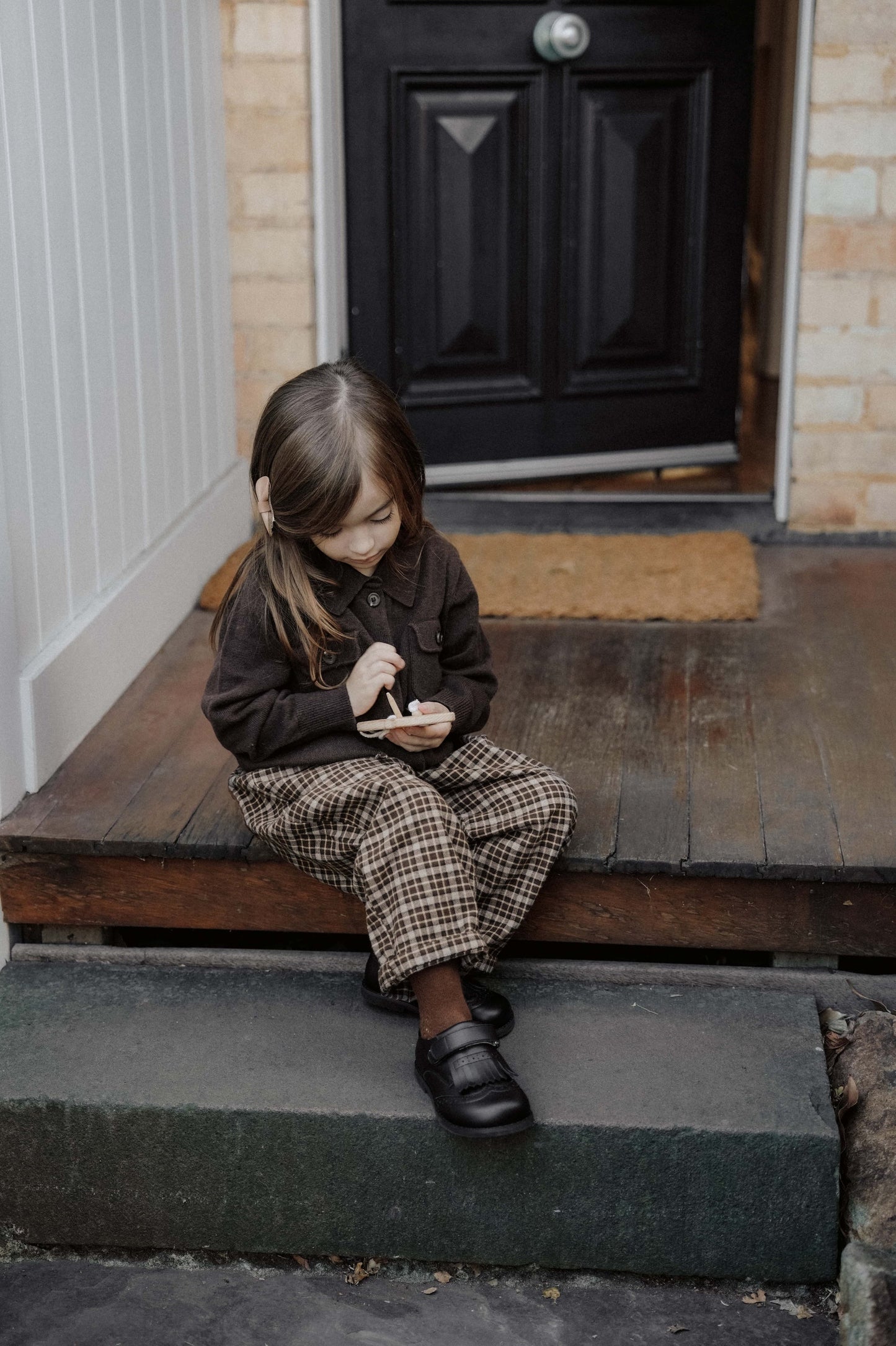 Little Acorn Check Pants - Acorn Brown Mix