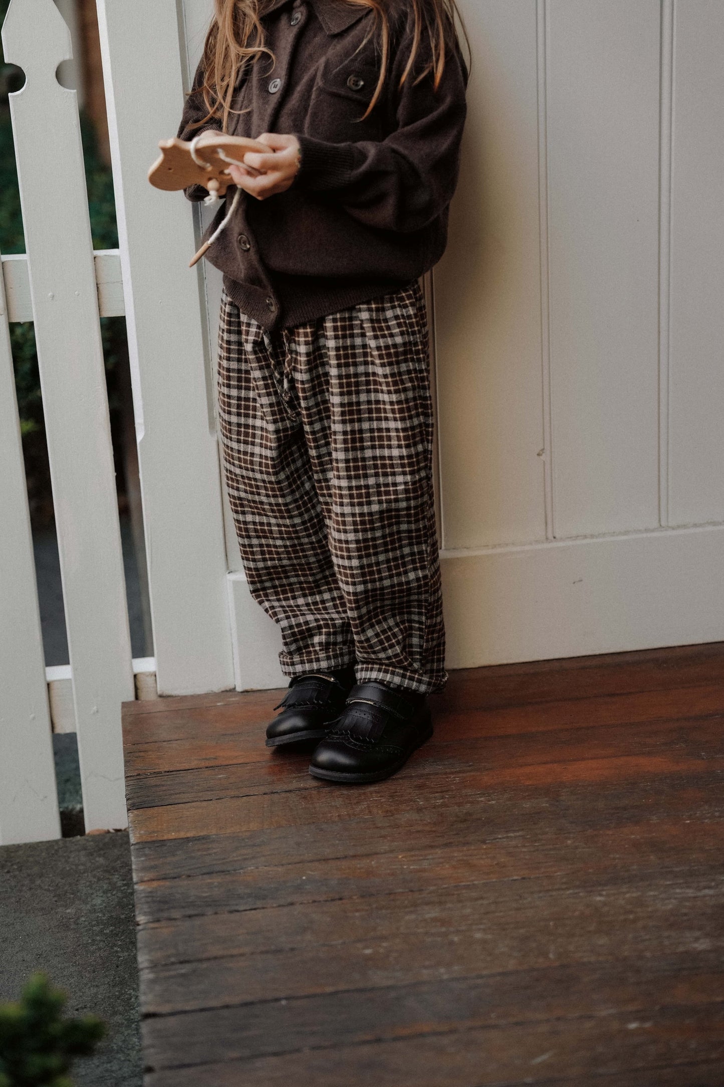 Little Acorn Check Pants - Acorn Brown Mix
