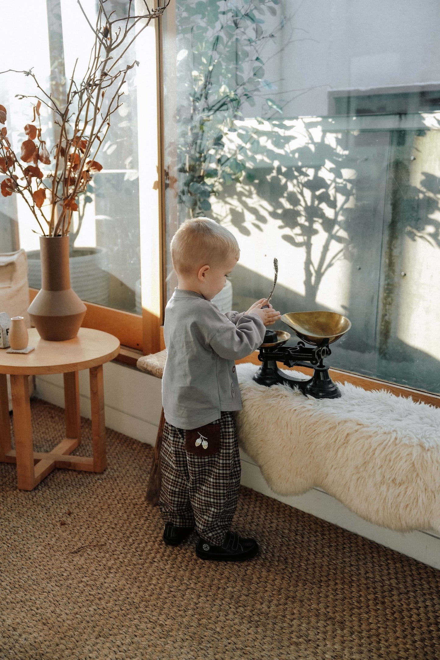 Little Acorn Check Pants - Acorn Brown Mix