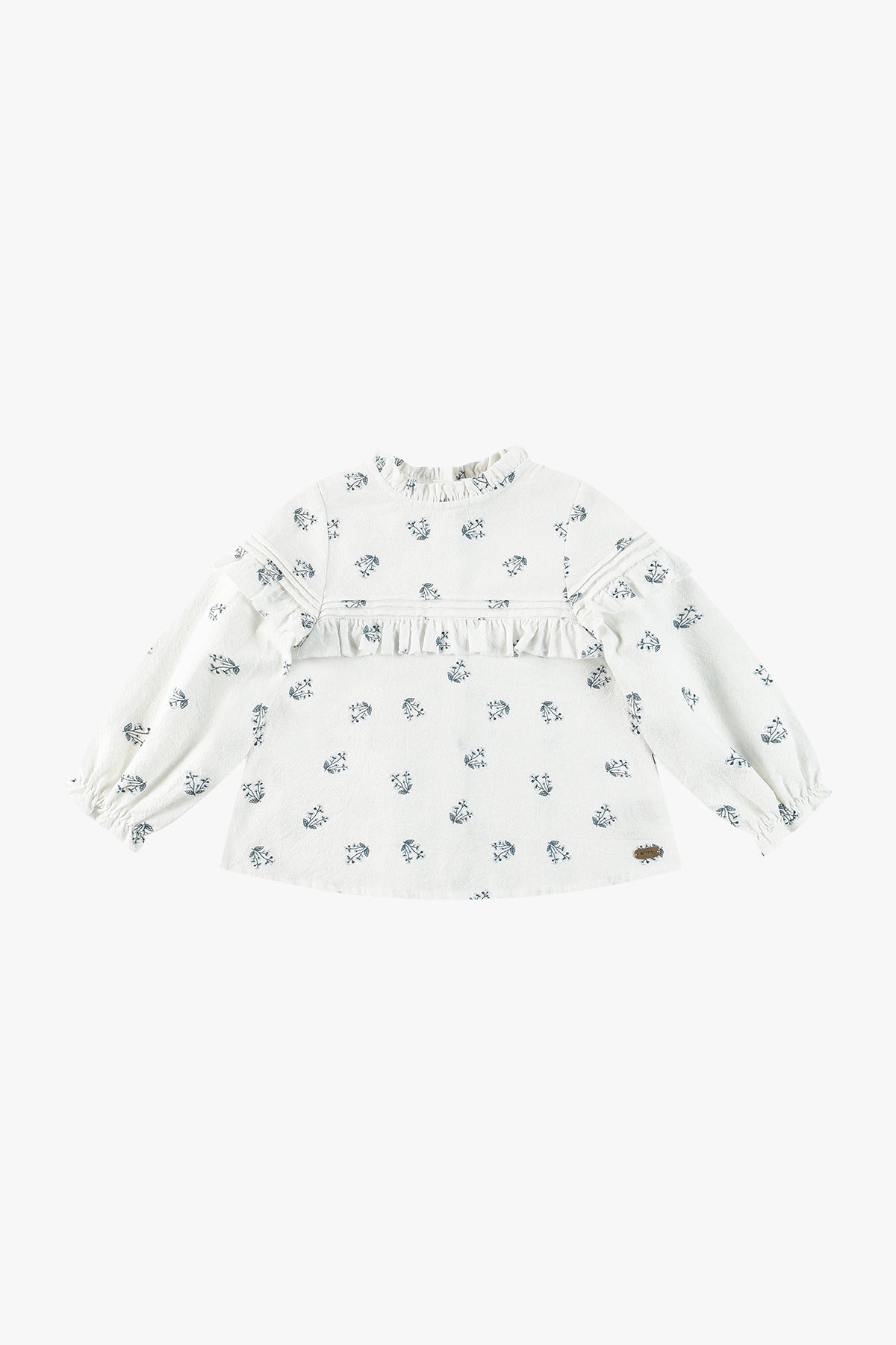 Long Sleeve Printed Blouse - Off-White