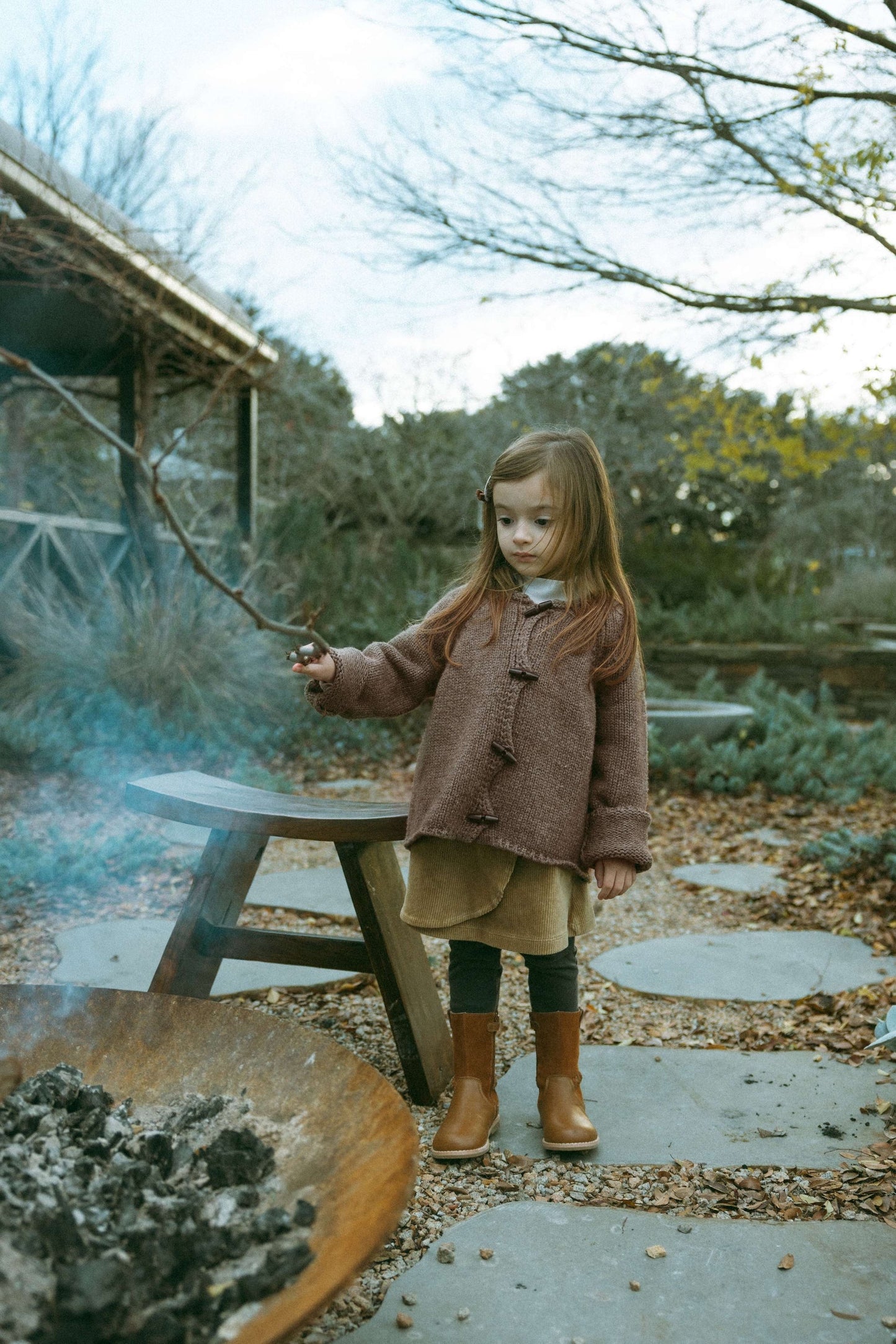 Mocha Thick-Knit Sweater With Wooden Buttons - Mocha