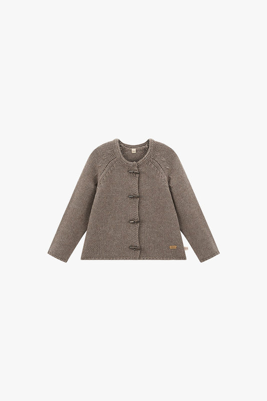 Mocha Thick-Knit Sweater With Wooden Buttons - Mocha