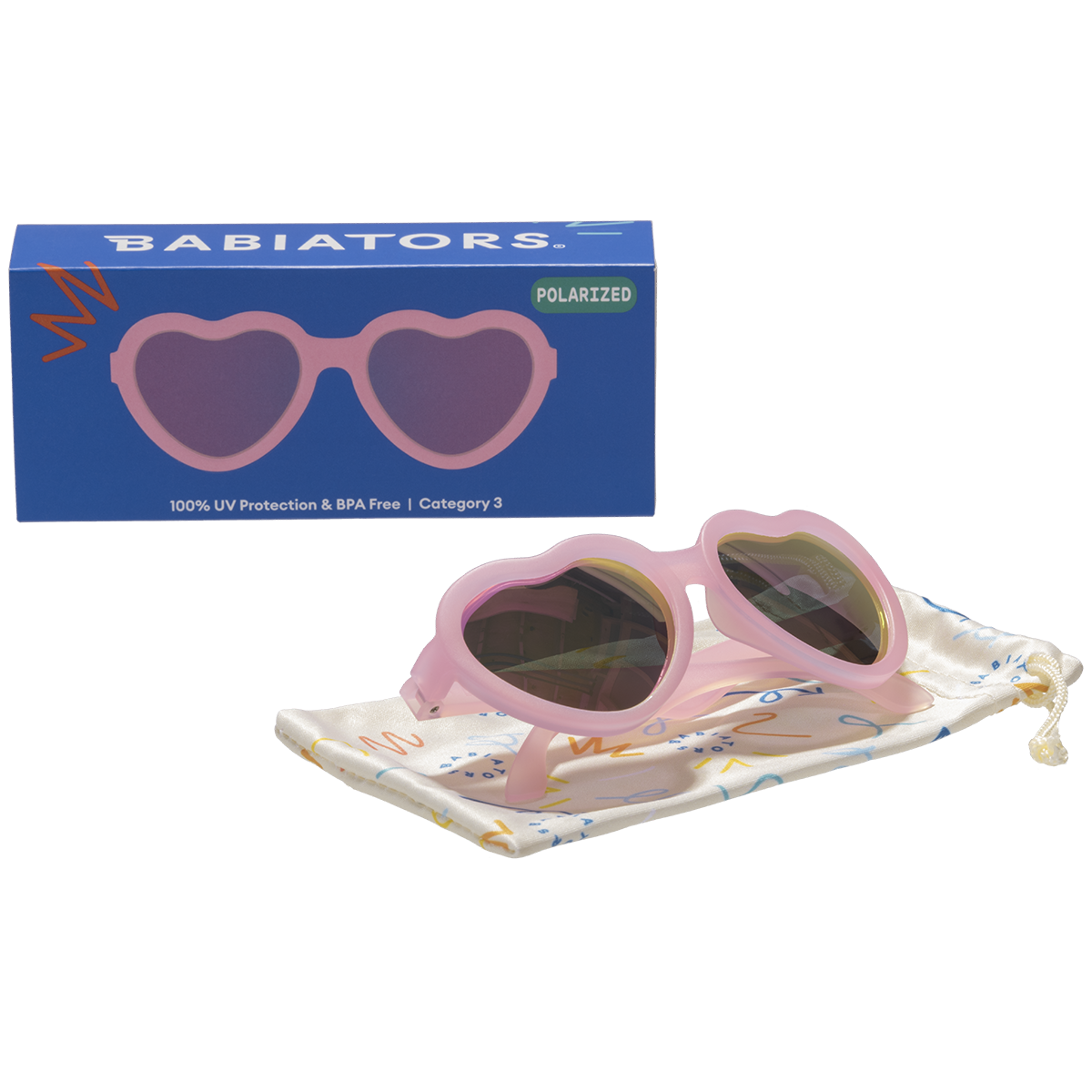 Polarized Heart Sunglasses | Frosted Pink